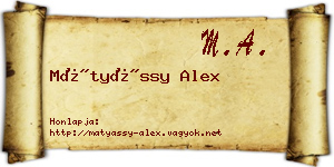 Mátyássy Alex névjegykártya